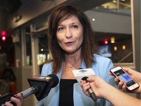 Lisa Kolody, executive director of the Windsor Essex Community Foundation speaks at a press conference on Thursday, October 3, 2019.