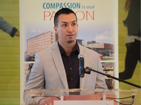 Dr. Matthew Thibert, pharmacist at the Shoppers Drug Mart at Devonshire Mall, announces the company's participation in a fundraising campaign for the Windsor Regional Hospital Foundation on Tuesday, October 1, 2019.