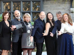 Poets laureate Michline Maylor, left, A.F. Moritz, Mary Ann Mulhern, Marty Gervais, Samantha Badaoa, Steven Ross Smith and Victoria Butler gather Oct. 8, 2019, at Willistead Manor for an intimate round-robin of readings and discussion. Earlier Tuesday, the accomplished group took part in a variety of events, including podcasts, recordings and literary readings at area schools.
