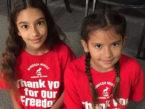 Sisters Sybella Jamali, 10, and Aeliana Jamali, 8, both member of the Junior Moose Youth Group that organized the Honour of Duty Veterans Brunch at the Moose Lodge on Tecumseh Road West. The fifth annual Honour of Duty Veterans brunch on Sunday, Oct. 27, 2019, featured the theme, A Child's Promise to Remembrance.