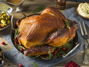 Organic Homemade Smoked Turkey Dinner for Thanksgiving with Sides