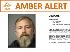 Ian MacDermid, 49, wanted in connection with an Amber Alert out of Niagara Region