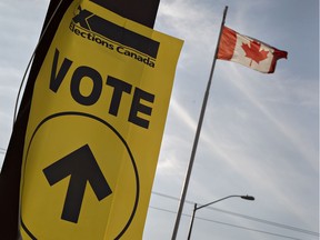 An Elections Canada sign from October 2015 in Brantford, Ontario.
