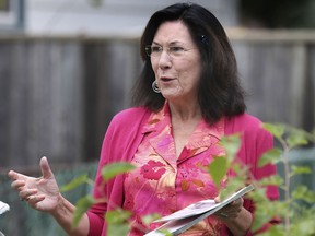 WINDSOR, ON. OCTOBER 3, 2019. -- Windsor-Tecumseh NDP MP Cheryl Hardcastle campaigns on Ferndale Ave. in Windsor, ON. on Thursday, October 3, 2019.