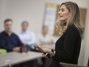 Jenifer Acosta, CEO of  Jenifer Acosta Development, gives a talk on how regular people can do small-scale development in their communities at  St. Clair College's Zekelman School of Business, Thursday, Oct. 24, 2019.