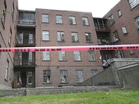 The Windsor Court Apartments building at 1616 Ouellette Avenue on Oct. 25, 2019. A man died from injuries suffered in a fire in a first-floor unit in the building the night before.