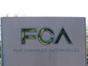 A Fiat Chrysler Automobiles (FCA) sign is seen at the U.S. headquarters in Auburn Hills, Mich.