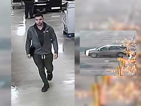 Security camera images of a person and a vehicle of interest in a fatal hit-and-run incident in Leamington on Oct. 9, 2019.