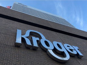 FILE PHOTO: The Kroger supermarket chain's headquarters is shown in Cincinnati, Ohio, U.S., June 28, 2018.  Picture taken June 28, 2018.