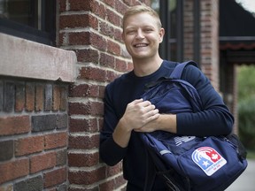 Nate Boutcher, 27, is pictured outside Breathe Pilates and Fitness Studio where he teaches Yoga, Thursday, Oct. 3, 2019.  Boutcher is running in the Detroit Free Press/TCF Bank Marathon for the first time to inspire others on kidney dialysis treatment, which he has been on since the age of 22 when his kidneys failed.