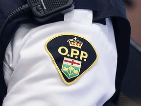 The badge of an Ontario Provincial Police staff sergeant, September 2019.