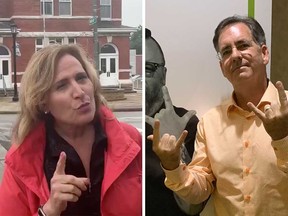 Sandra Pupatello (left), Liberal candidate for Windsor West, and NDP candidate Brian Masse (right) in images taken from their respective Twitter accounts, October 2019.