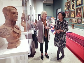 Catharine Mastin, left, executive director of the Art Gallery of Windsor is shown with Sara Diamond, president of OCAD University at the institution on Thursday, October 3, 2019.