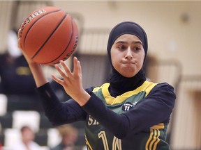 Guard  Noor Bazzi came off the bench to score 17 points and pull down a game-high 16 rebounds to help the St. Clair Saints advance to the medal round at the OCAA women's basketball championship at the SportsPlex.
