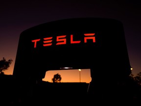 A Tesla supercharger is shown at a charging station in Santa Clarita, California, U.S. October 2, 2019.