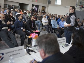 Irek Kusmierczyk, Liberal candidate for Windsor-Tecumseh, gives his opening remarks at an all-candidate townhall hosted by the Windsor Islamic Association at the Windsor Mosque, Saturday, Oct. 5, 2019.