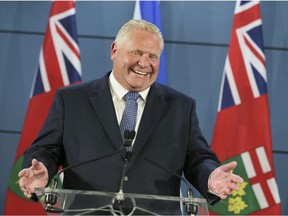 Premier Doug Ford(L) and Mayor John Tory announce funding for new closed circuit cameras on Friday August 23, 2019. The funding is to help in police investigations after the recent episodes of gun violence in Toronto.