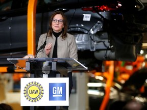FILE PHOTO: General Motors Chief Executive Officer Mary Barra announces a major investment focused on the development of GM future technologies at the GM Orion Assembly Plant in Lake Orion, Michigan, U.S. March 22, 2019.