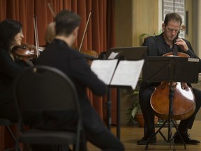 A string quartet from the Windsor Symphony Orchestra performs on Friday, Oct. 4, 2019, at Paulin Memorial Presbyterian Church as part of the Music for Health program.  Sponsored by Caesars Windsor Cares, the program sends quartets and quintets to perform for residents at churches, schools, retirement homes and community centres, with approximately 25 performances offered each year.
