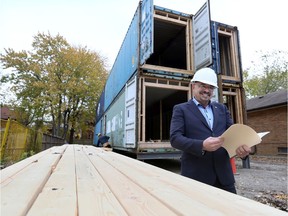 Home builder Nick Foster on Curry Avenue where framers are building a new home from shipping containers. He is pictured Monday, Nov. 4, 2019.