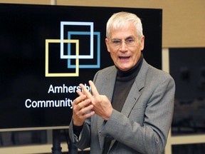 Dr. Gerald Kutney speaks at the Thought Speaker Series at Libro Centre Wednesday.