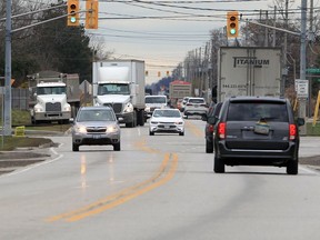 Heavy traffic as always, County Road 42, near the Lesperance Road intersection, is shown on Nov. 22, 2019. Public input is being sought on a $50-million county plan to upgrade the arterial road through Tecumseh and Lakeshore.