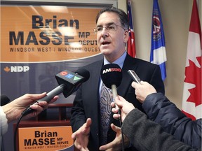 Hopeful Ottawa will "get stuff done." MP Brian Masse (NDP—Windsor West) is shown during a news conference on Friday, Nov. 29, 2019, at his constituency office in Windsor.