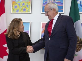 Deputy Prime Minister Chrystia Freeland meets with Mexico's Undersecretary for North America, Jesus Seade in Ottawa on Friday, Nov. 29, 2019.