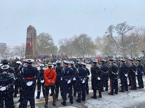 Attendees of the Remembrance Day ceremony at the memorial cenotaph in downtown Windsor on Nov. 11, 2019.