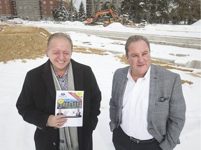 Realtors, John D'Alimonte, left, and Ron Deneau, are pictured at the site of the Westview Park Luxury Gardens in LaSalle, Wednesday, November 13, 2019.
