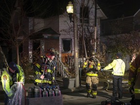 Fire crews work to extinguish a residential fire at 1228 Wyandotte St. E., Monday, November 18, 2019.  No injuries were reported.
