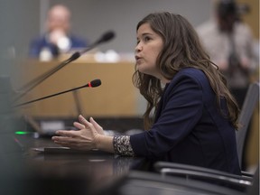 Claire Sanders, Essex Region Conservation Authority climate change specialist, speaks as a delegate at city council about declaring a climate change emergency on Monday, November 18, 2019.