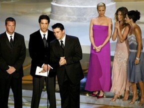 The cast of "Friends" appears at the 54th annual Emmy Awards in Los Angeles on Sept. 22, 2002.