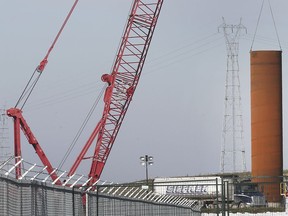 A massive pillar-type structure is shown at the Gordie Howe International Bridge site in Windsor on Monday, November 18, 2019.