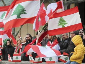 Downtown Windsor was aflutter in flags depicting trees as local members of the Lebanese community gathered for a flag-raising ceremony at Charles Clark Square to celebrate Lebanon's 76th anniversary of independence.