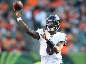 Baltimore Ravens quarterback Lamar Jackson (8) throws a pass against the Cincinnati Bengals at Paul Brown Stadium. (Joe Maiorana-USA TODAY Sports)