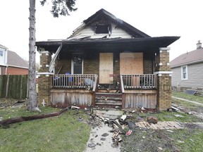 Heavy damage to a home in the 400 block of Logan Avenue is seen on Sunday, Nov. 3, 2019. Fire broke out around 11 p.m. Saturday night. Windsor Fire Service report that the family escape safely.