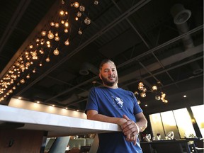 Nick Politi, chef/owner of Nico Taverna in Windsor, has taken steps to reduce noise in his restaurant. He has installed noise suppressing panels in the ceiling as well as a sound panel that doubles as a projection screen. He is shown at the Erie Street establishment on Thursday, November 7, 2019.