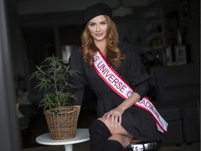 Alyssa Boston, 24, Miss Universe Canada, holds a cannabis plant as she's pictured Thursday, November 21, 2019.