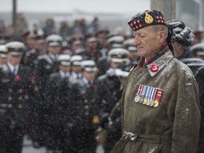 Retired Lt. Col. Hardy Wheeler attends the Remembrance Day ceremony at the cenotaph in downtown Windsor on Nov. 11, 2019.