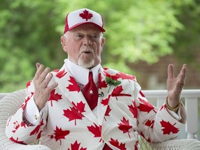 Don Cherry all decked out in Canada's red and white on Canada Day on Saturday July 1, 2017.
