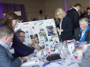 Peggy Winch, centre, with the Alzheimer Society of Windsor and Essex County, leads her team in a vision board exercise during a Vibrant Communities workshop at the St. Clair Centre for the Arts, Monday, November 18, 2019.