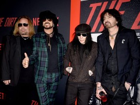Vince Neil, Nikki Sixx, Mick Mars and Tommy Lee of Motley Crue arrive at the premiere of Netflix's "The Dirt" at ArcLight Hollywood in Hollywood, Calif., on on March 18, 2019.