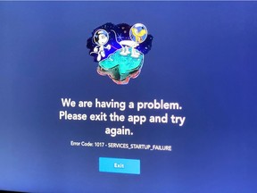 An error message for Disney's streaming service is seen on a TV in New York, U.S. November 12, 2019.