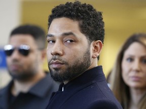 Actor Jussie Smollett after his court appearance at Leighton Courthouse on March 26, 2019 in Chicago, Illinois.