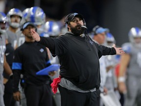 Detroit Lions Head Coach Matt Patricia reacts to a defensive call during the fourth quarter of the game against the Chicago Bears at Ford Field on November 28, 2019 in Detroit, Michigan. Chicago defeated Detroit 24-20.