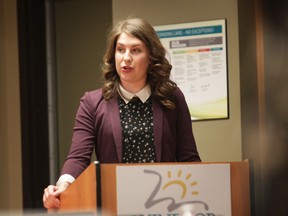 Lauren Crowley, co-founder of Feminists For Action Windsor, on Thursday, Dec. 12, 2019 urges members of the Windsor Regional Hospital board of directors to apply for a 150-metre safe access zone around the hospital preventing anti-abortion demonstrations from happening there.