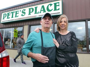 Retirement plans. Pete and Marianne Panagiotopoulos of Pete's Place are shown Dec. 30, 2019, outside their Wyandotte Street East business. The pair is retiring after serving customers for over three decades at Pete's Place. The restaurant has been a fixture for years near the old Windsor Arena.