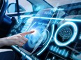 Futuristic instrument panel of vehicle.              futureauto