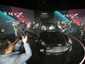 Aston Martin DBX, the company's first sport utility vehicle, is displayed at its global launch ceremony in Beijing, China November 20, 2019.